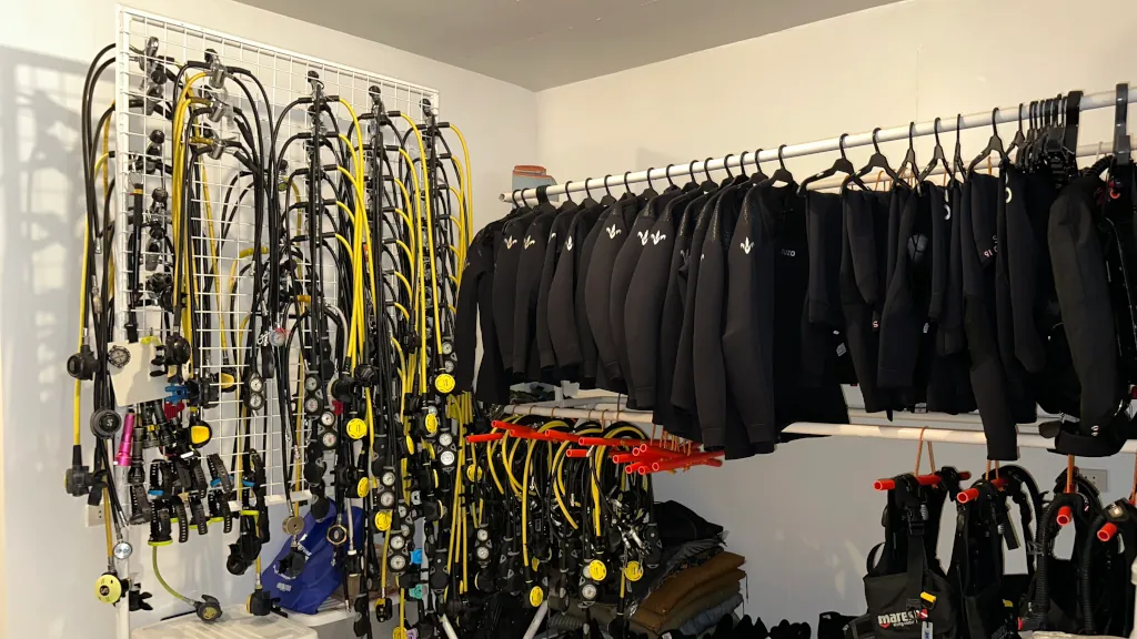 Regulators at MTD Diveshop equipment room